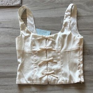 Stella Laguna Beach Ivory Bow-Front Crop Camisole